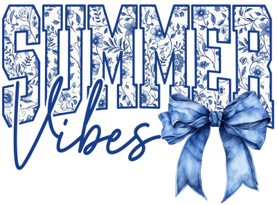 Summer Vibes & Blue Bow DTF (direct-to-film) Transfer