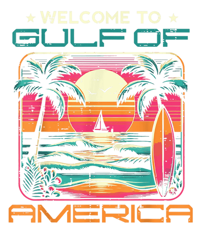 Surfboard on the Beach Gulf of America DTF (direct-to-film) Transfer