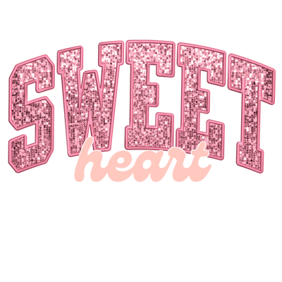 Sweetheart In Pink Glitter Font DTF (direct-to-film) Transfer