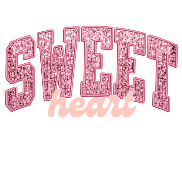 Sweetheart In Pink Glitter Font DTF (direct-to-film) Transfer