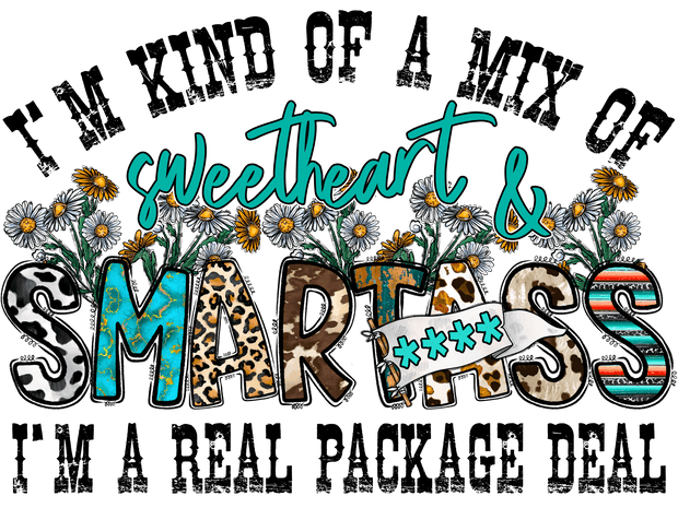 Sweetheart & Smartass Mixed Patterns DTF (direct-to-film) Transfer