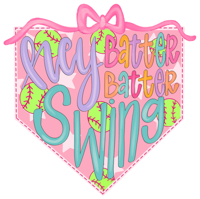 Swing Pink Home Plate DTF (direct-to-film) Transfer