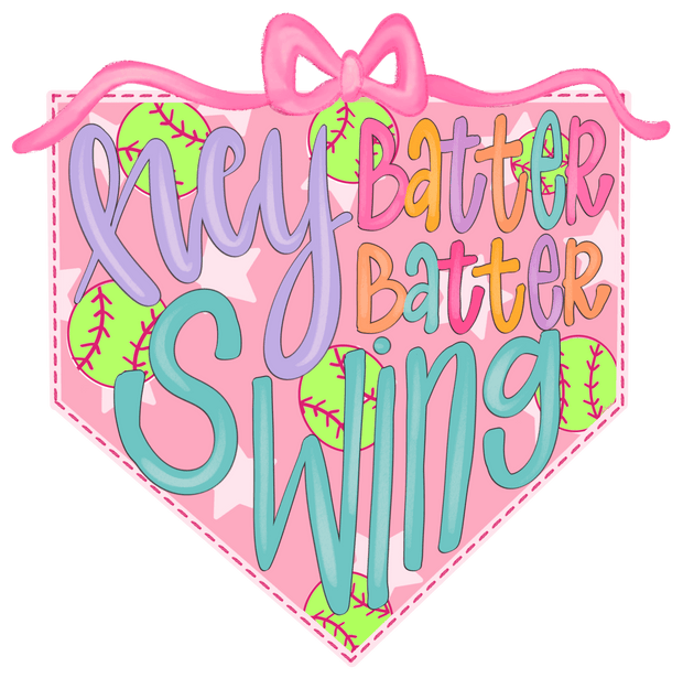 Swing Pink Home Plate DTF (direct-to-film) Transfer