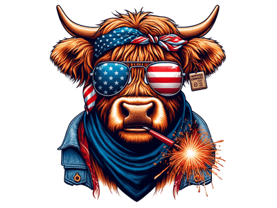 Tagged Cow 4th of July DTF (direct-to-film) Transfer