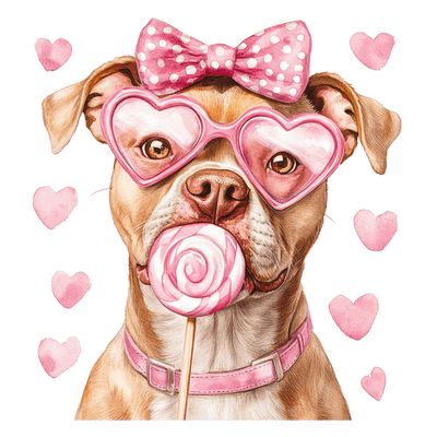 Tan Pitbull in Pink DTF (direct-to-film) Transfer