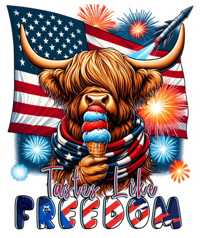 Tastes Like Freedom Cow & Flag DTF (direct-to-film) Transfer