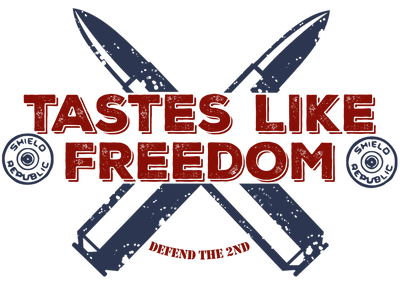 Tastes Like Freedom In Red And Blue Font 3 DTF (direct-to-film) Transfer