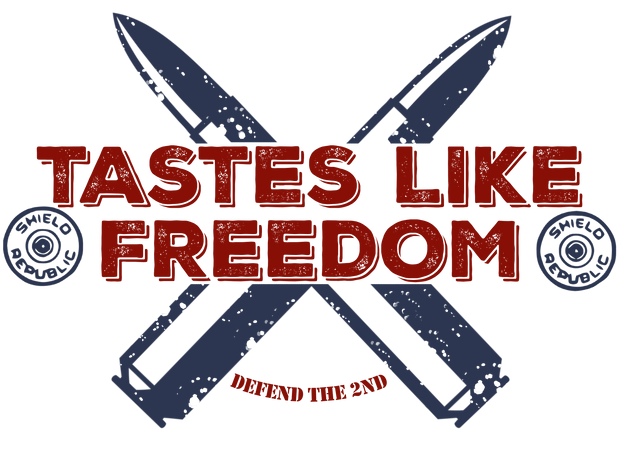 Tastes Like Freedom In Red And Blue Font 3 DTF (direct-to-film) Transfer