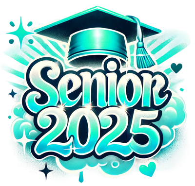 Teal Bubbles Senior 2025 Airbrushed DTF (direct-to-film) Transfer