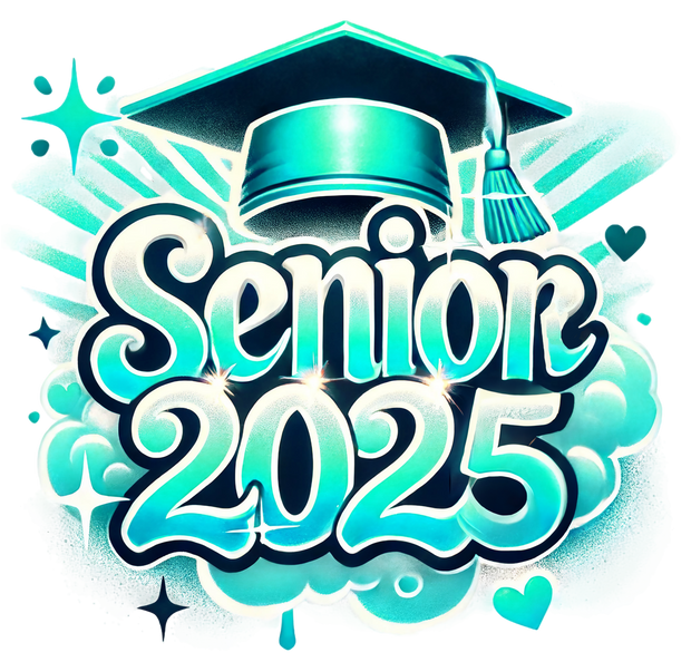 Teal Bubbles Senior 2025 Airbrushed DTF (direct-to-film) Transfer