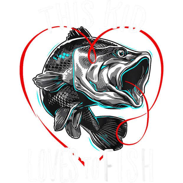 This Kid Fish in Heart DTF (direct-to-film) Transfer