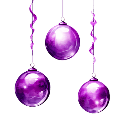Three Hanging Purple Ornaments DTF (direct-to-film) Transfer