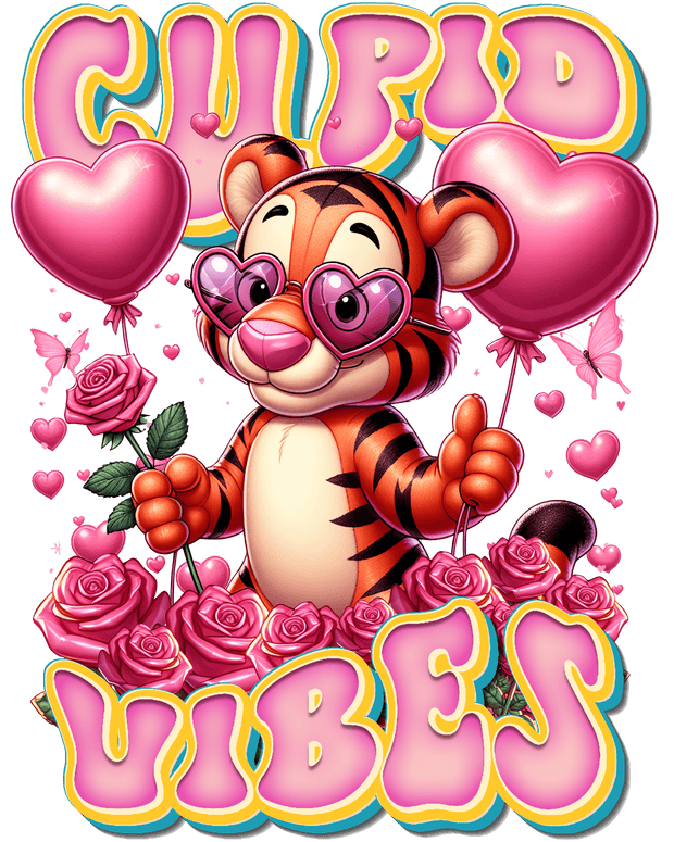Tigger With Rose Cupid Vibes DTF (direct-to-film) Transfer