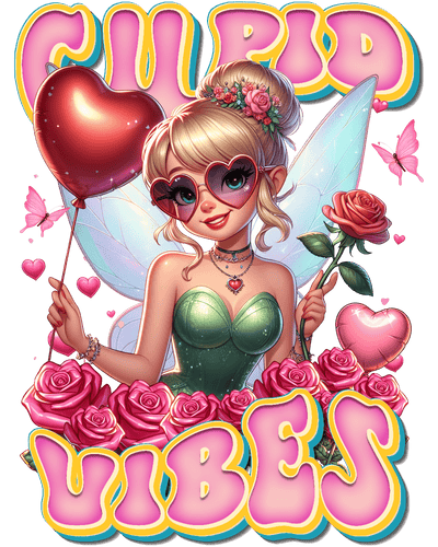 Tinker Bell in Green Cupid Vibes DTF (direct-to-film) Transfer