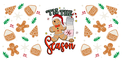 Tis The Season Christmas-Gingerbread Christmas 16oz UV DTF Libby Cup Wrap