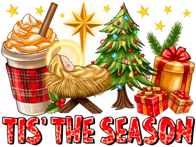 Tis' the Season Christmas Tree & Baby DTF (direct-to-film) Transfer