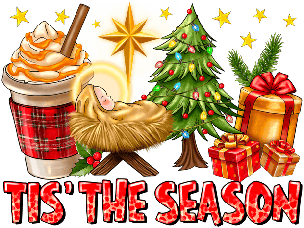 Tis' the Season Christmas Tree & Baby DTF (direct-to-film) Transfer