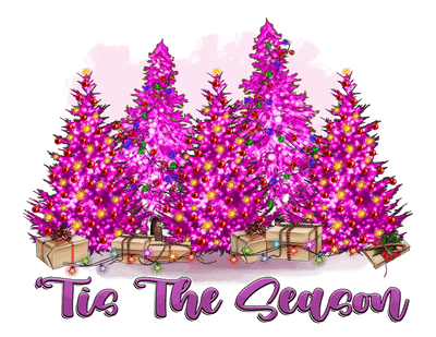 Tis the Season Pink Trees DTF (direct-to-film) Transfer