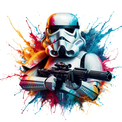 Trooper With Gun Color Drip DTF (direct-to-film) Transfer