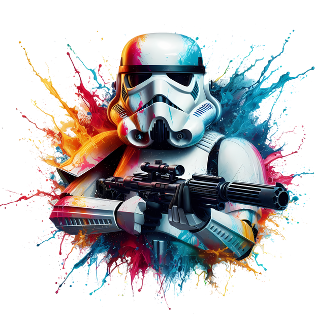 Trooper With Gun Color Drip DTF (direct-to-film) Transfer