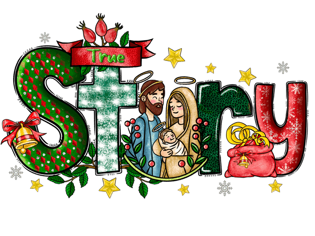 True Story Stars & Bells Christ Family DTF (direct-to-film) Transfer