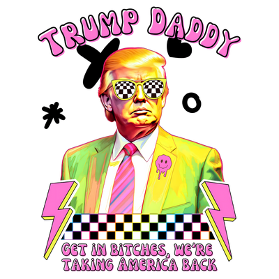 Trump Daddy Pink Lightning Bolts DTF (direct-to-film) Transfer