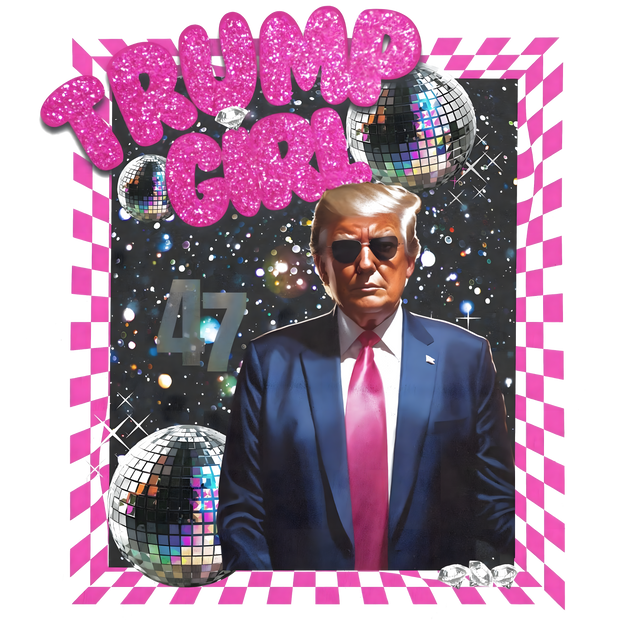 Trump Girl in Glitter Disco DTF (direct-to-film) Transfer