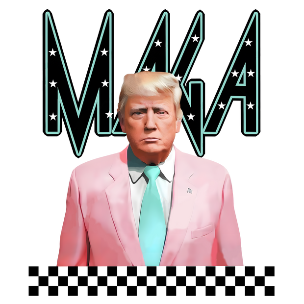 Trump Pink Jacket & Blue Tie DTF (direct-to-film) Transfer