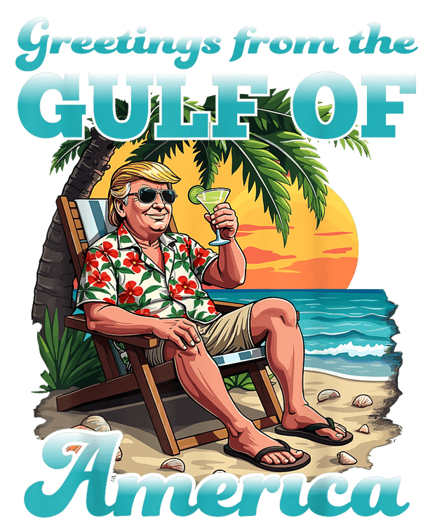Trump Sitting & Sipping Gulf of America DTF (direct-to-film) Transfer