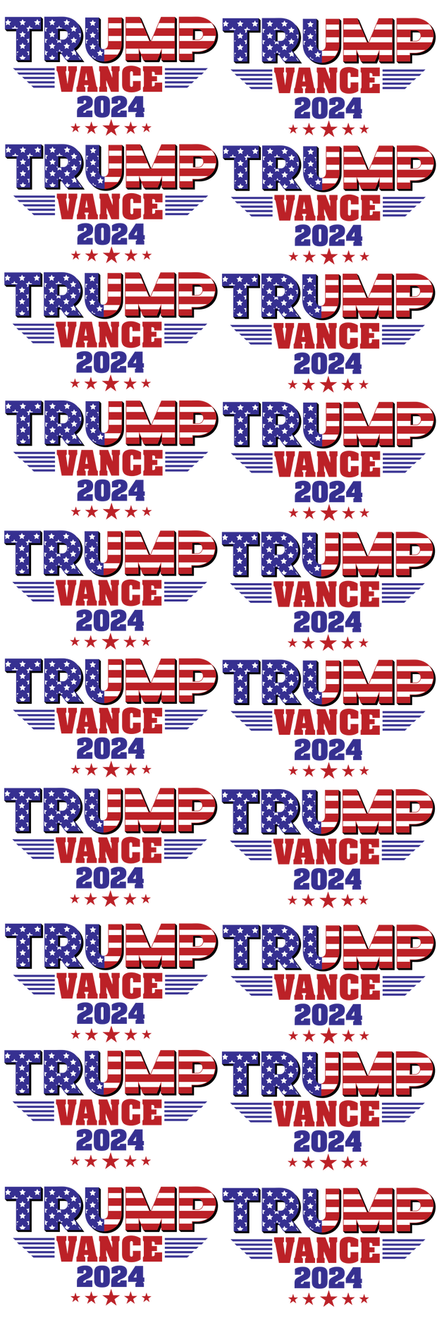 Trump Vance 2024 1 60" DTF Direct to Film Ready to Ship Gang Sheet