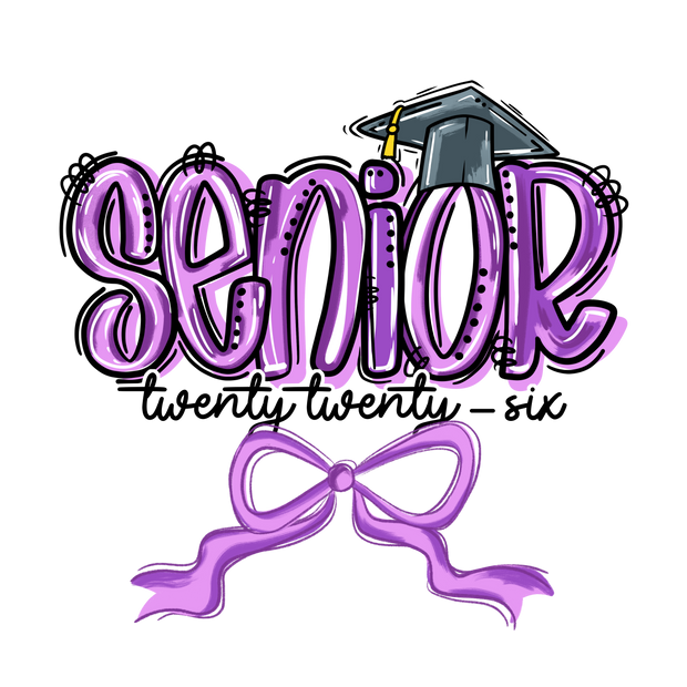 Twenty Twenty Six Senior in Purple DTF (direct-to-film) Transfer