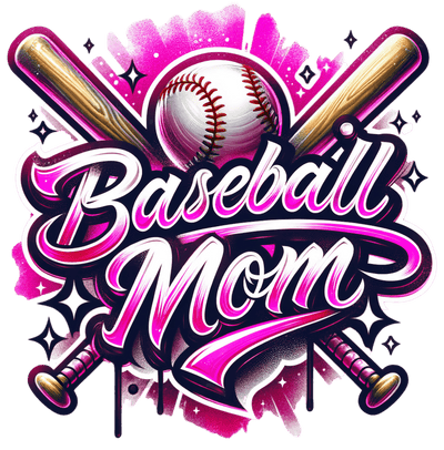 Two Bats & Baseball Mom in Pink DTF (direct-to-film) Transfer