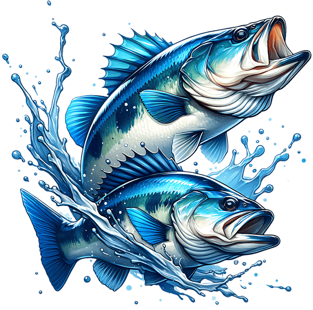 Two Blue Fish DTF (direct-to-film) Transfer