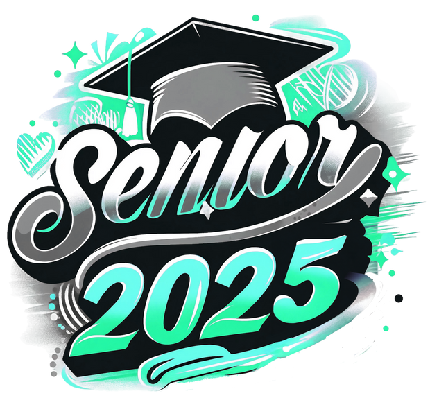 Two Toned Senior 2025 Airbrushed Mint and Gray DTF (direct-to-film) Transfer