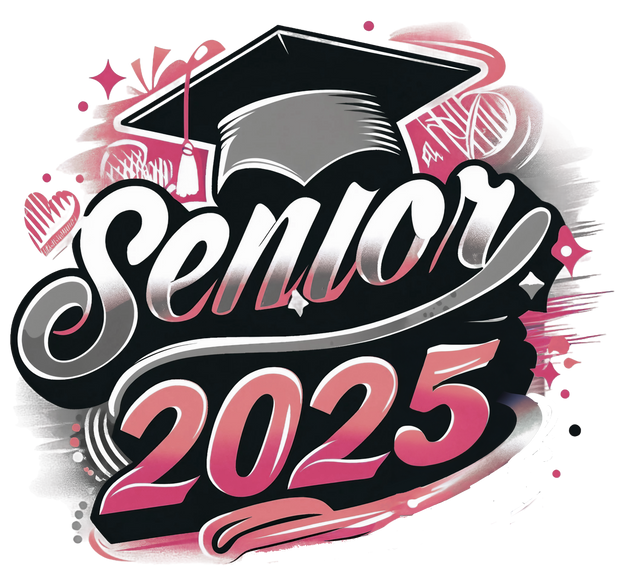 Two Toned Senior 2025 Airbrushed Maroon and Gray DTF (direct-to-film) Transfer