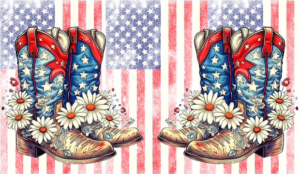 USA Boots with Sunflowers_ 16oz UV DTF Libby Wrap