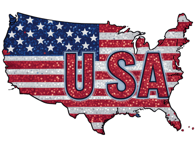 USA Colored in Sequin Flag DTF (direct-to-film) Transfer