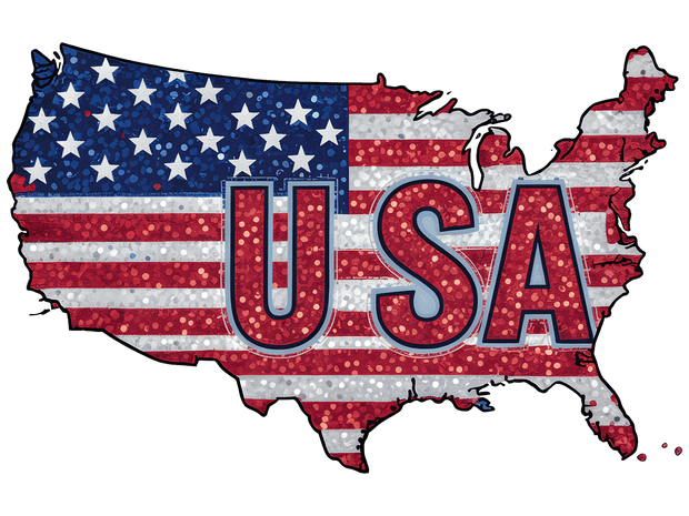 USA Colored in Sequin Flag DTF (direct-to-film) Transfer