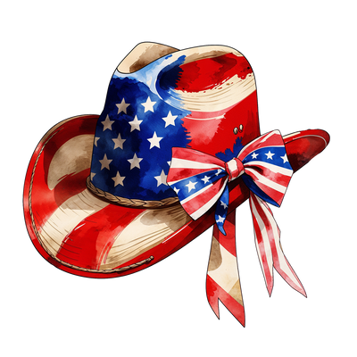 USA Cowgirl Hat with Bow DTF (direct-to-film) Transfer