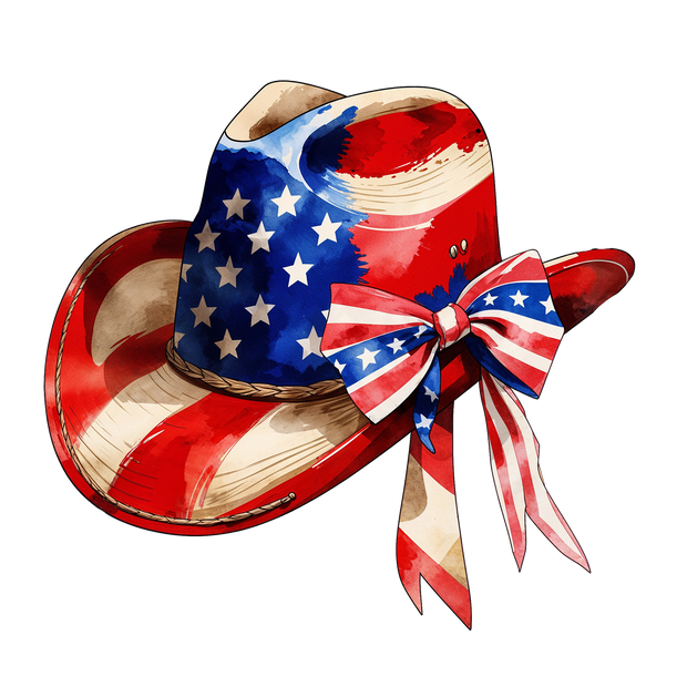 USA Cowgirl Hat with Bow DTF (direct-to-film) Transfer