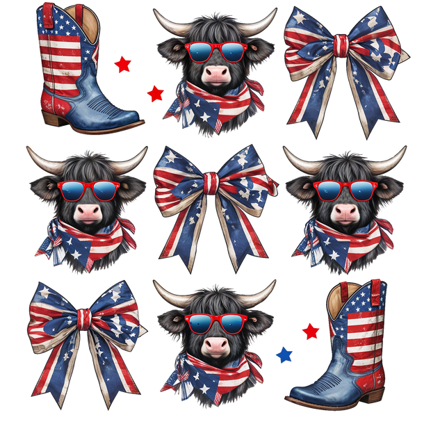 USA Cows & Boots DTF (direct-to-film) Transfer