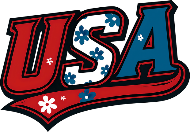 USA Floral DTF (direct-to-film) Transfer