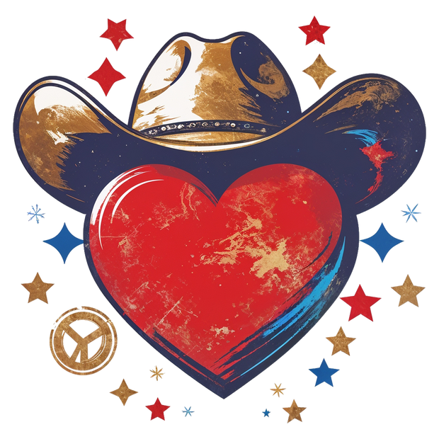 USA Heart & Hat DTF (direct-to-film) Transfer