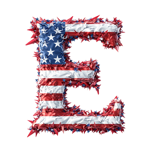 USA Letter E DTF (direct-to-film) Transfer