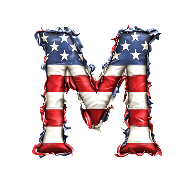 USA Letter M DTF (direct-to-film) Transfer