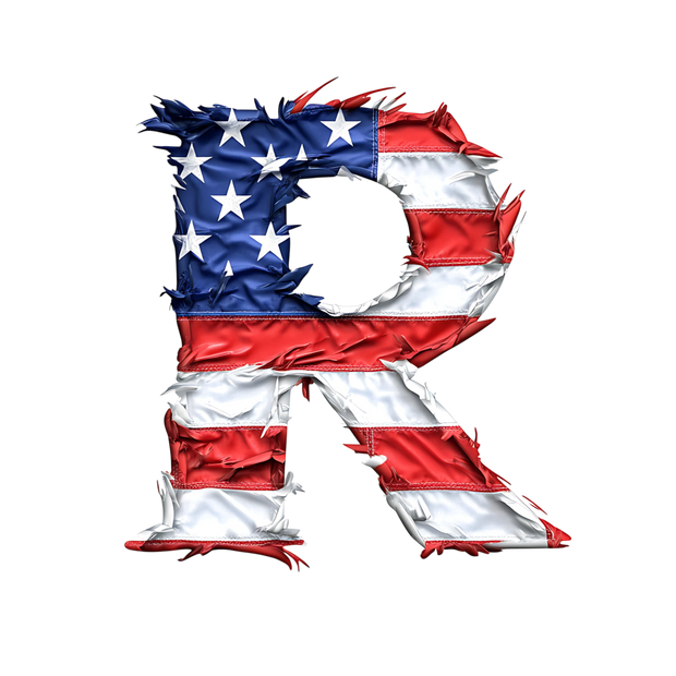 USA Letter R DTF (direct-to-film) Transfer