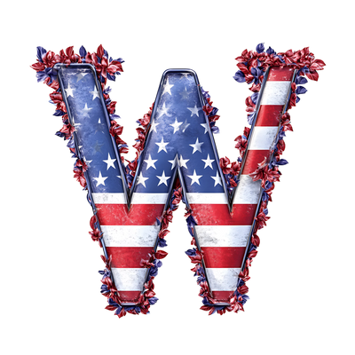 USA Letter W DTF (direct-to-film) Transfer