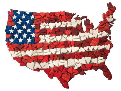 USA Map of Hearts DTF (direct-to-film) Transfer