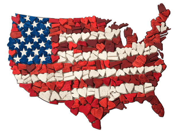 USA Map of Hearts DTF (direct-to-film) Transfer