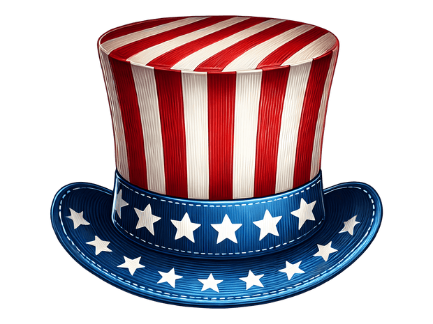 USA Top Hat with Rim of Stars DTF (direct-to-film) Transfer